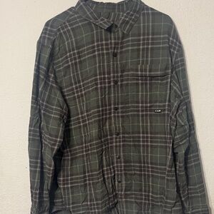 Men's Casual Green Plaid Shirt